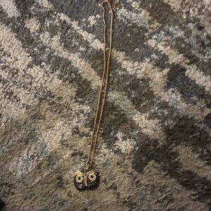 Chic Gold and Black Owl Pendant Necklace
